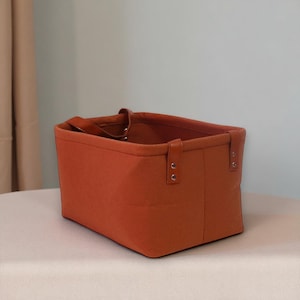 Panier de rangement, organiseur rectangulaire avec poignées en cuir, corbeille en feutre minimaliste pour la maison, le placard ou la chambre de bébé