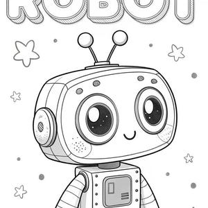 Robot Coloring Book for Kids | Printable Cute Robot Coloring Pages | Fun Space Theme Activity Sheets | Instant Download PDF