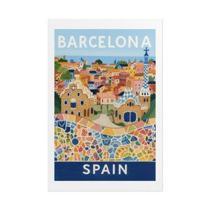 Affiche roulée de Barcelone, Espagne - décoration artistique de voyage vibrante, oeuvre d'art murale pour la maison, cadeau pour les voyageurs, décoration de style vintage