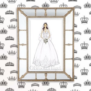Duchess Kate Middleton-Dutchess of Cambridge-Bridal Illustration-Princess Illustration-Kate Middleton Print-Princess Fashion Illustration image 4