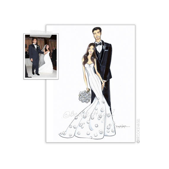Bridal gown, Illustration, wedding gift, bridal shower Gift Certificate for custom bridal gown illustration