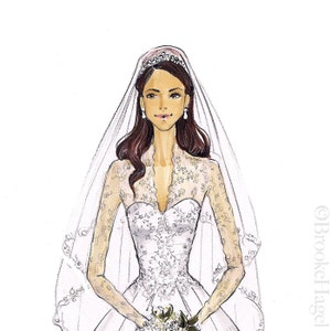 Duchess Kate Middleton-Dutchess of Cambridge-Bridal Illustration-Princess Illustration-Kate Middleton Print-Princess Fashion Illustration