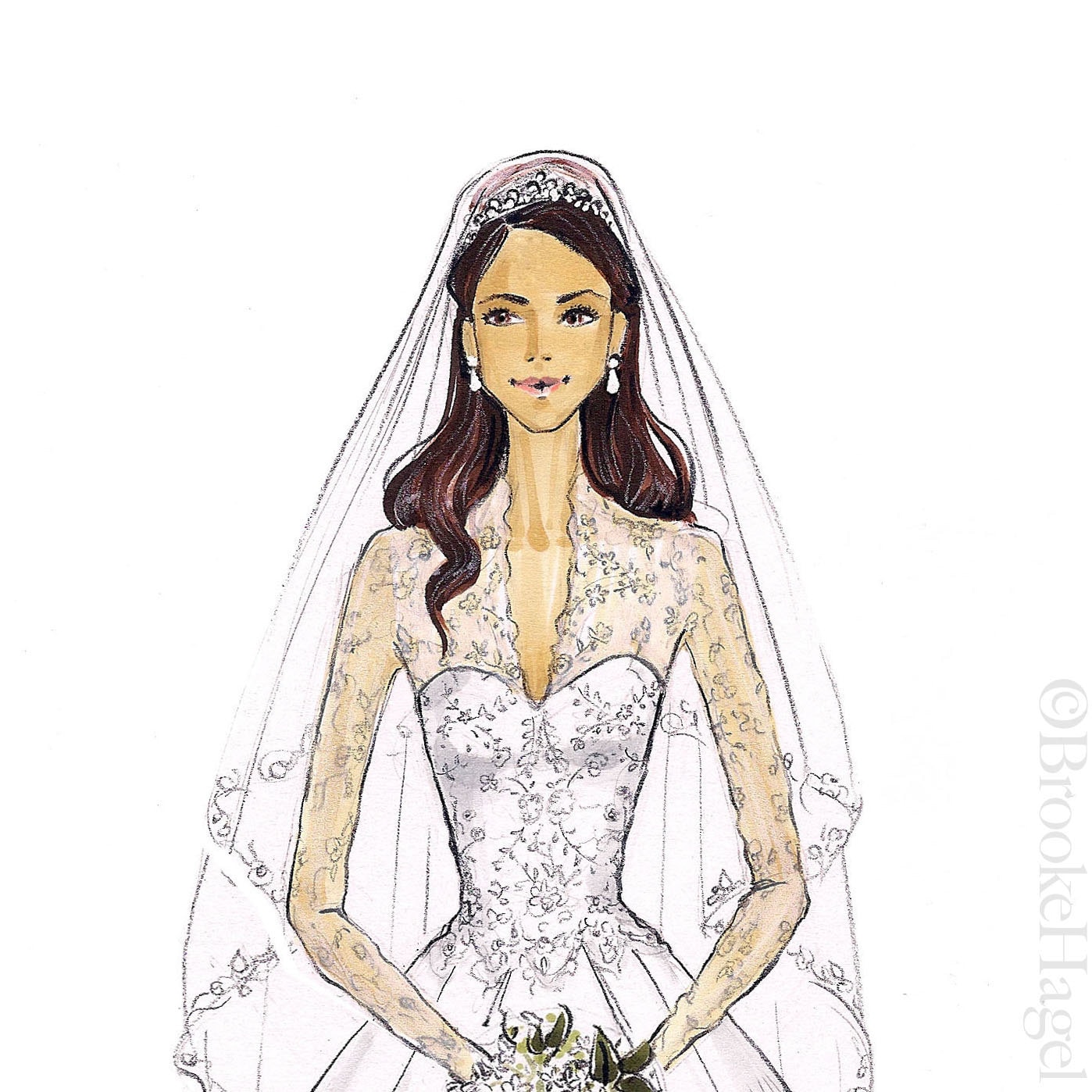 Duchess Kate Middleton-dutchess of Cambridge-bridal Illustration