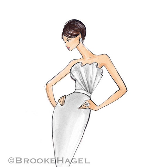 Kate-Bridal Fashion Illustration-by Brooke Hagel | Etsy