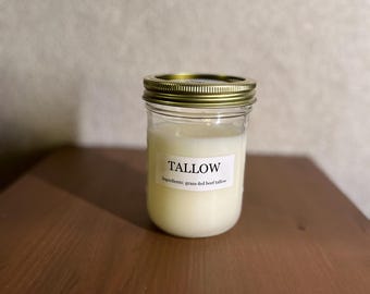Grass-Fed Beef Tallow 16 oz | Rendered Cooking Fat | Keto, Paleo, Whole30, Traditional Cooking
