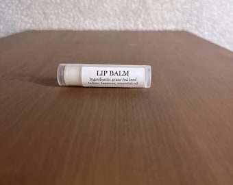 Grass-Fed Tallow Lip Balm | 100% Beef Tallow Skincare | Natural, Organic, Non-Toxic, Handmade
