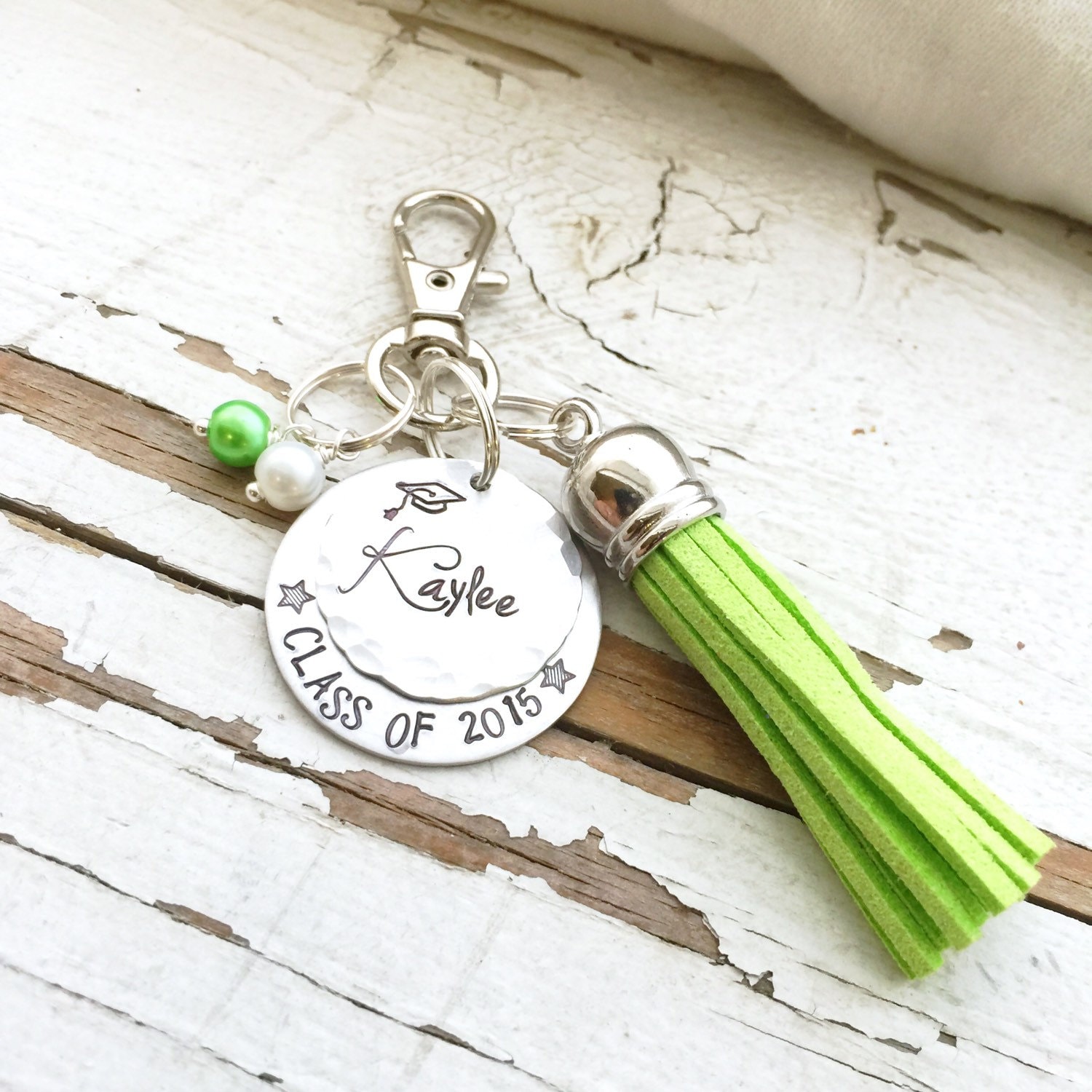 Custom Hand Stamped Graduation Keychain Class of Mortarboard Etsy