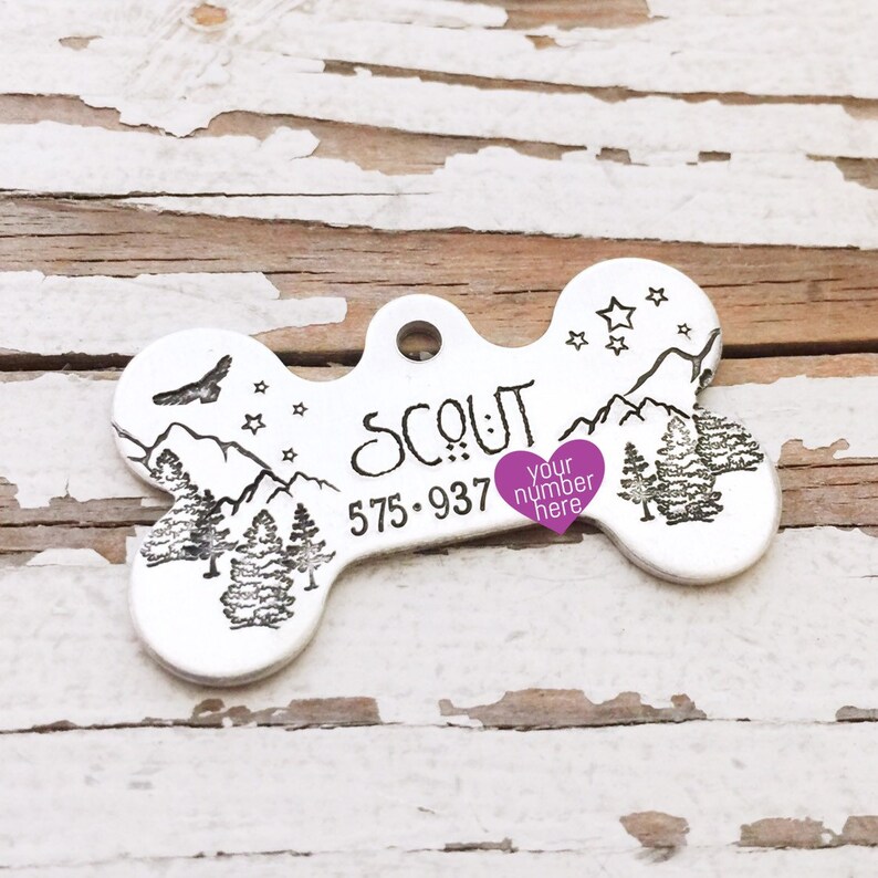 Custom Pet Tag Bone Shaped simple id phone number address Etsy