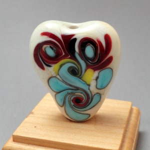 Lampwork Bead, Art Bead Focal, Flamework, Artisan Bead Focal, Glass Focal Bead, Glass Heart, Emerald City Glass, Marcie Page, Heart Bead