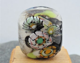 Lampwork Focal Bead, Garden Bead, Murrini, Flamework, Handmade Glass Bead, Emerald City Glass