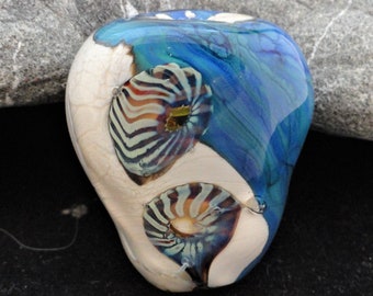 Lampwork Focal Bead, Ocean Bead, Hot Glass, Art Glass, Emerald City Glass, Handmade Bead