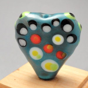 Lampwork Heart Focal, Heart Bead, Flamework, Turquoise Heart, Glass Focal, Art Bead, Emerald City Art Glass, Marcie Page, Glass Bead