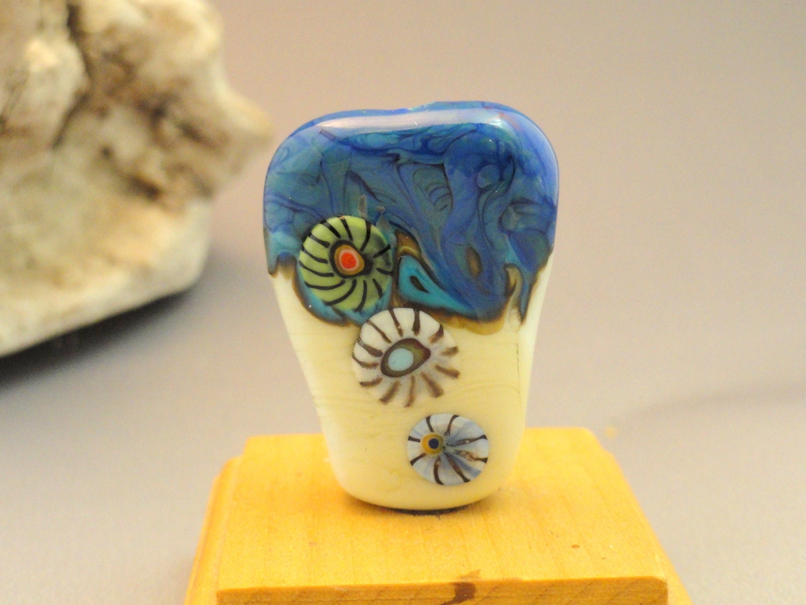 Lampwork Focal Beach Bead Flamework Murrini Ocean Bead - Etsy