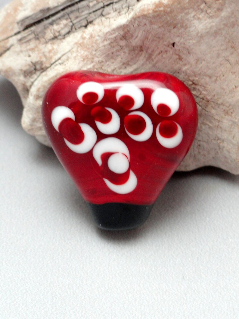 Flamework Red Heart Bead Marcie Page Glass Heart Emerald City Art Glass Lampwork Bead Lampwork Focal Handmade Bead Heart Bead