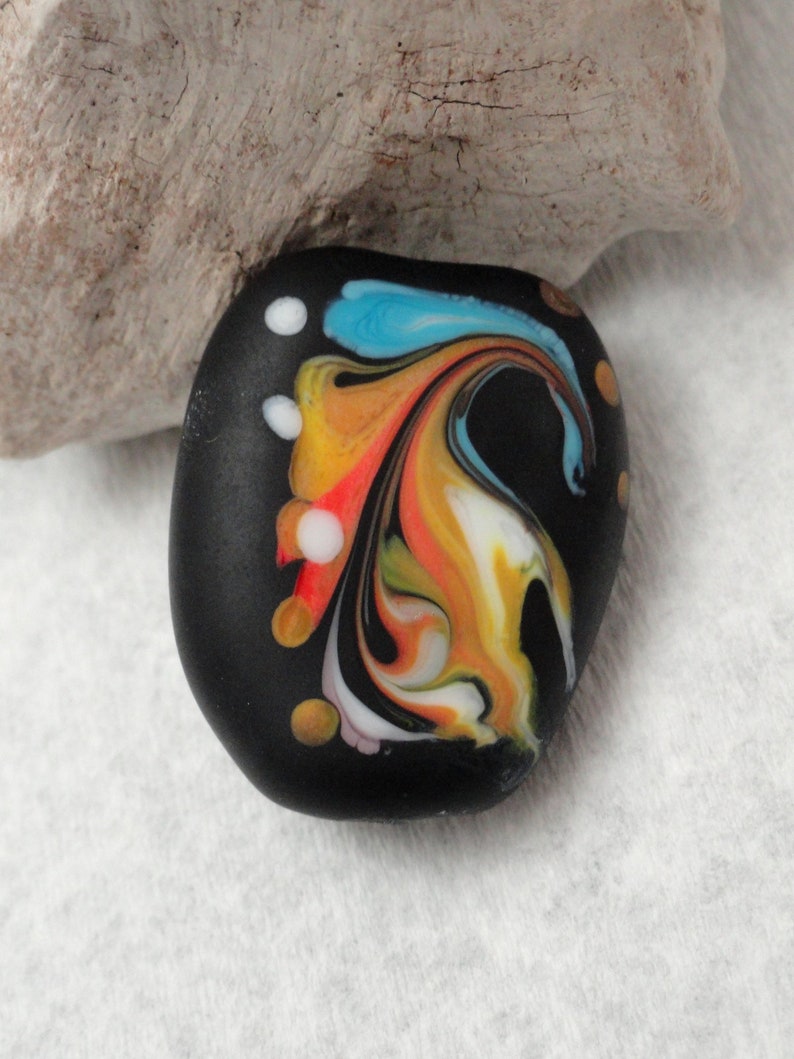 Marcie Page Etched Emerald City Art Glass Abstract Art Flamework Artisan Bead Lampwork Focal