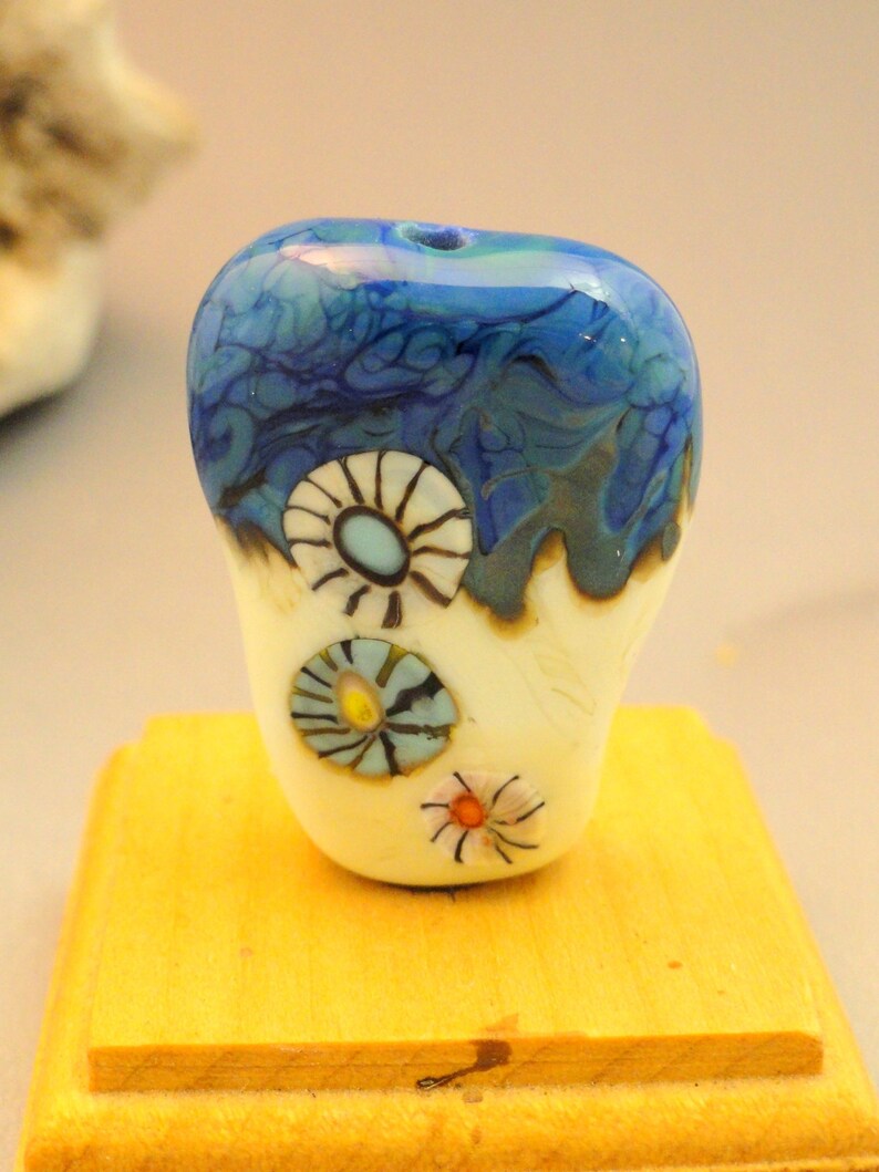 Lampwork Focal Beach Bead Flamework Murrini Ocean Bead - Etsy