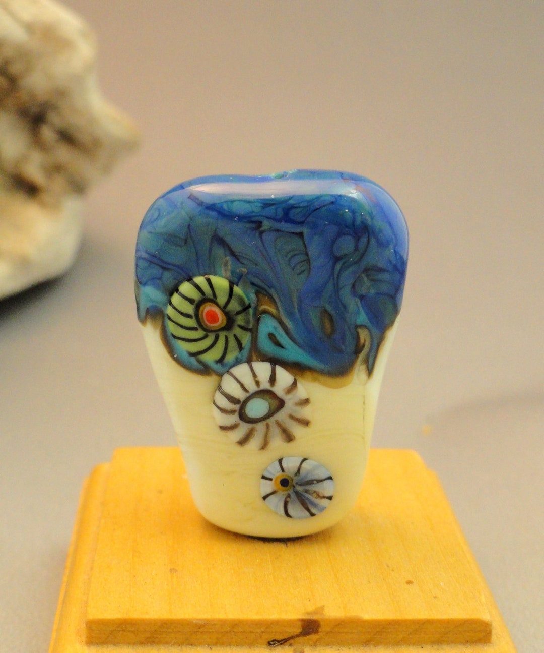 Lampwork Focal, Beach Bead, Flamework, Murrini, Ocean Bead, Glass Focal ...