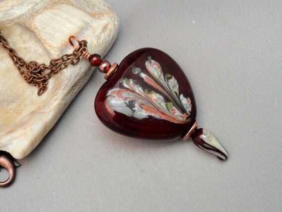 Flamework Red Heart Bead Marcie Page Glass Heart Emerald City Art Glass Lampwork Bead Lampwork Focal Handmade Bead Heart Bead