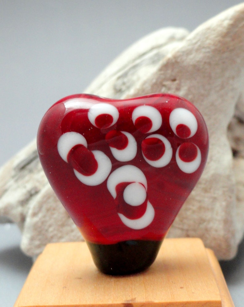 Flamework Red Heart Bead Marcie Page Glass Heart Emerald City Art Glass Lampwork Bead Lampwork Focal Handmade Bead Heart Bead