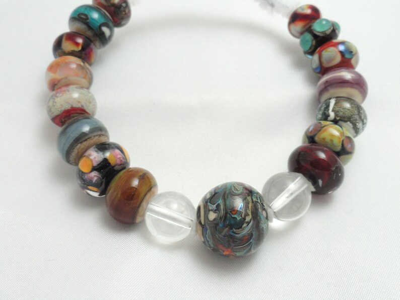 Flamework 16 Bead Set Lampwork Focal Organic Emerald City Glass Art Beads Artisan Bead Set Earthy Lampwork Loose Bead Set Orphans