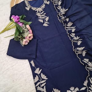Vichitra Salwar Kurta Dupatta Set with Elegant Multi-Sequence Work