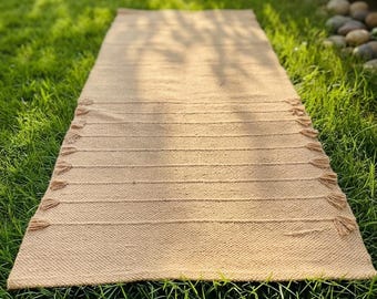 Handgewebte Yogamatte aus Baumwolle | Umweltfreundliche Meditationsmatte | Handgemachter Yoga Teppich aus Baumwolle | Boho Gymnastikmatte | Natürliche Fitness-Matte