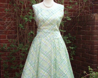 1950s original vintage day prom nylon rockabilly dress - Medium size