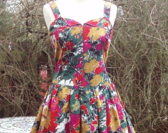 1960's Vintage Bright rockabilly dress Small