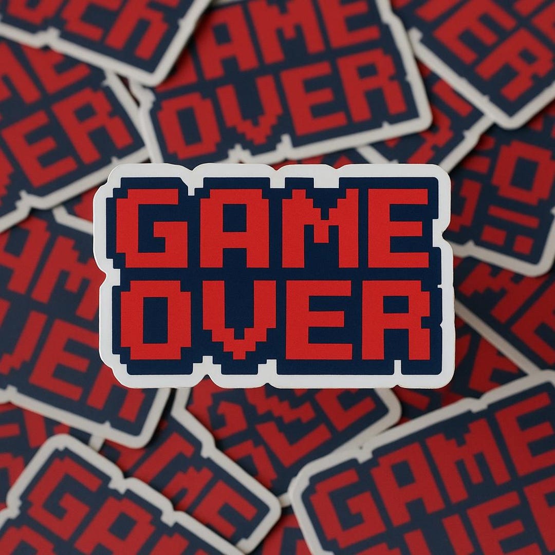 Game Over Kiss-cut Stickers, Retro Gaming Stickers, Laptop Décor, Video ...