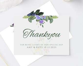Personalized Wedding Thank You Cards: Elegant A6 Stationery with Envelopes