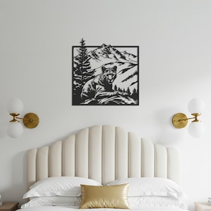 Mountain Lion Metal Wall Art – Rustic Wildlife Scene for Cabin Bedroom, Forest Decor, Panther Metal Sign or Gift for Nature Lovers