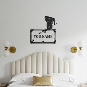 Personalized Pool Table Metal Wall Art – Custom Name Billiards Sign for Game Room, Man Cave, Bar or Sports Lover’s Entertainment Space Decor