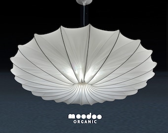 Moodoo BIOLOGIQUE – Grande et belle suspension lumineuse | Luminaire contemporain | Abat-jour en tissu | Plafonnier design | Superbe accessoire d'intérieur