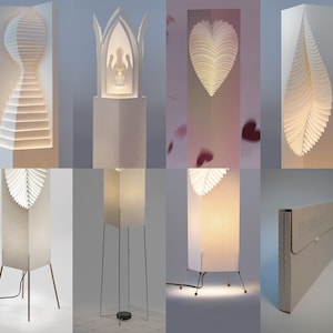 Separate stands and shades by Moodoo - Design original hand made paper floor lamps, made of organic resin paper standing on a wire stand