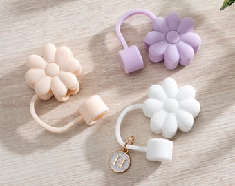Custom Flower Stanley Accessory Straw Topper, Stanley Cap,Stanley Accessories Straw Cover Personalized Letters, Tumbler Cup Accessories