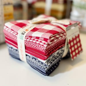 Lot de gros morceaux tissés de paniers de pique-nique | Tissu Moda | 20 pièces