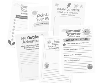 Summer Activity Journal for Kids – Printable B&W Pages (Instant Download)