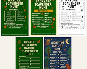 Nature Scavenger Hunt Printable Pack for Kids – Outdoor Activity for Families, Homeschool & Forest School