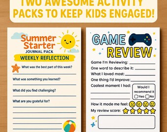 Game On & Summer Journal Printable Bundle – Fun Activity Packs for Kids (Ages 6–12)