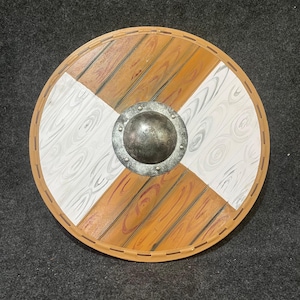 Handmade Viking Shield – Medieval Warrior Wooden Round Shield with Steel Boss | LARP, Cosplay Renaissance & Wall Décor | Norse Warrior Prop