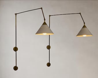 Mid Century Modern Brass Wall Sconce, Stilnovo Style Adjustable Bedside Light, Designer Wall Lighting