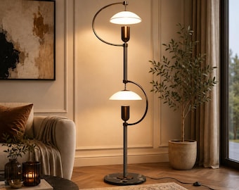 Handmade Modern Brass Floor Lamp | Mid Century Luxury Standing Lamp For Living & Bedside Light