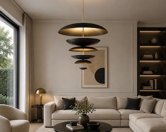Kronleuchter aus Messing im Stilnovo-Stil | Pendelleuchte im Mid-Century-Modern-Stil | Designer-Deckenleuchte