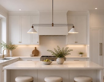 Handmade Brass Linear Pendant Light | Mid-Century Modern Chandelier For Dining Ceiling Lamp