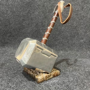 Upgraded Thor Hammer Metal Mjolnir | 1:1 Life-Size Movie Prop Replica | Polished Battle-Damaged Look-Thor&#39;s Hammer with Surtur Stand Option