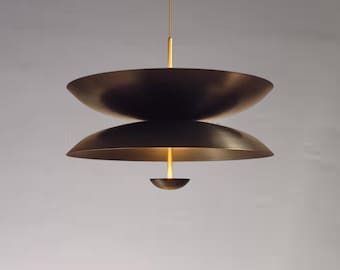 Italian Mid Century Brass Chandelier, Modern Pendant Light for Dining Room & Kitchen Island
