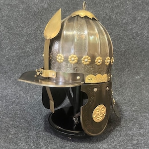 Medieval Persian Turkish Ottoman Warrior Helmet | Antique Style Steel Brass Armor | Handmade Collectible Gift for History Buffs & Cosplayers