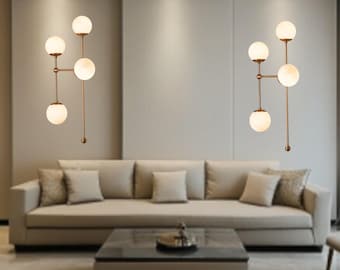Modern Glass Globe Wall Sconce | Mid Century 4-Light Wall Lamp For Beside Lighting