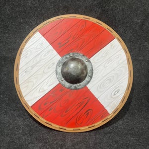 Medieval Viking Wooden Shield – 24&quot; LARP Battle Ready Handmade Shield | Norse Warrior Décor | Cosplay Fantasy Custom Shield & Halloween Gift