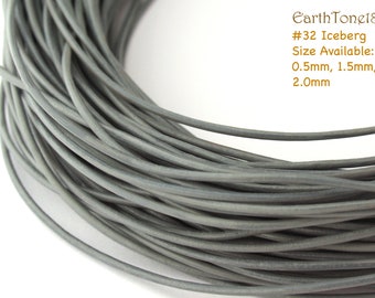 LRD0105032) 0.5mm, 1.5mm, 2.0mm Iceberg Genuine Round Leather Cord.  Length Available.